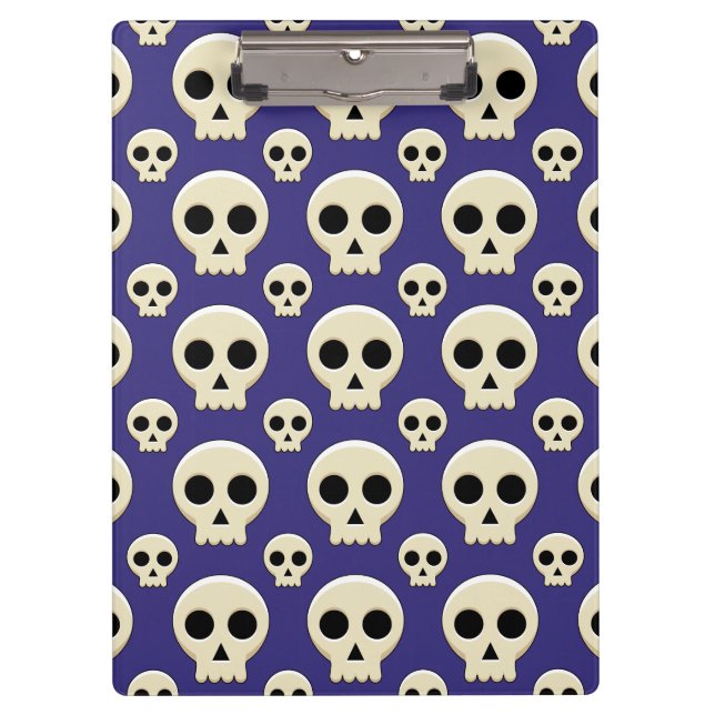 Creepy Cute Kawaii Goth Skull Pattern Clipboard (Front)