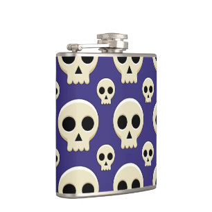 Creepy Cute Kawaii Goth Skull Pattern Hip Flask