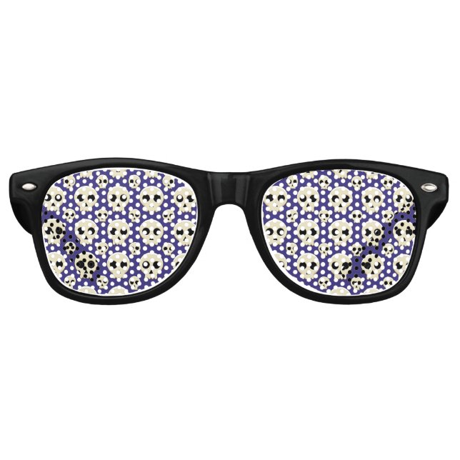 Creepy Cute Kawaii Goth Skull Pattern Retro Sunglasses (Front)