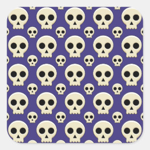 Creepy Cute Kawaii Goth Skull Pattern Square Sticker
