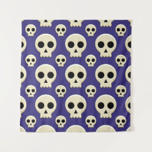 Creepy Cute Kawaii Goth Skull Pattern Tapestry