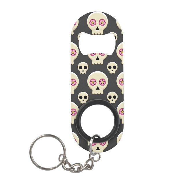 Creepy Cute Kawaii Goth Skull with Flowers Pattern (Front)
