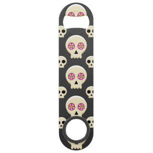 Creepy Cute Kawaii Goth Skull with Flowers Pattern