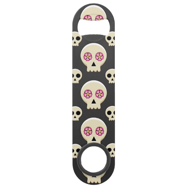 Creepy Cute Kawaii Goth Skull with Flowers Pattern (Front)