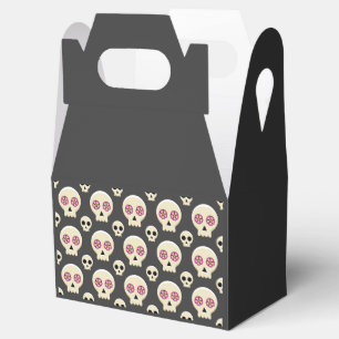 Creepy Cute Kawaii Goth Skull with Flowers Pattern Favour Box