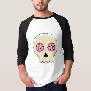 Creepy Cute Kawaii Goth Skull with Flowers T-Shirt
