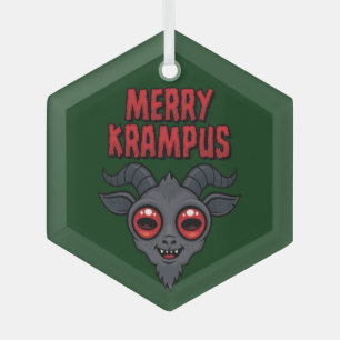 Creepy Cute Merry Krampus Glass Tree Decoration