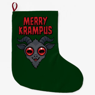 Creepy Cute Merry Krampus Large Christmas Stocking