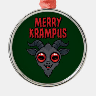 Creepy Cute Merry Krampus Metal Ornament