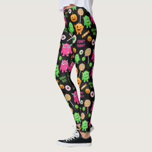 "Creepy Cute" Monsters and Halloween Fun Seamless Leggings