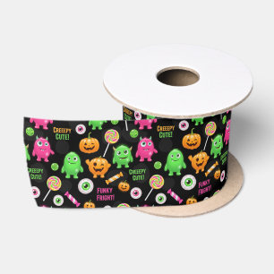 "Creepy Cute" Monsters and Halloween Fun Seamless  Satin Ribbon