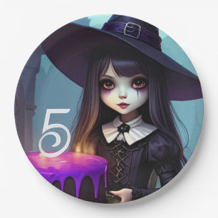 Creepy Cute, Purple Witch Birthday, Gothic Theme Paper Plate