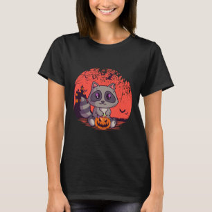 Creepy Cute Racoon Jack O' Lantern Spooky Hallowe T-Shirt