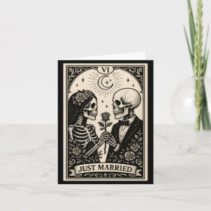 Creepy Cute Skeleton Couple Married Halloween Card