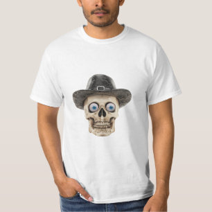 Creepy Cute Skull Wearing Hat T-Shirt