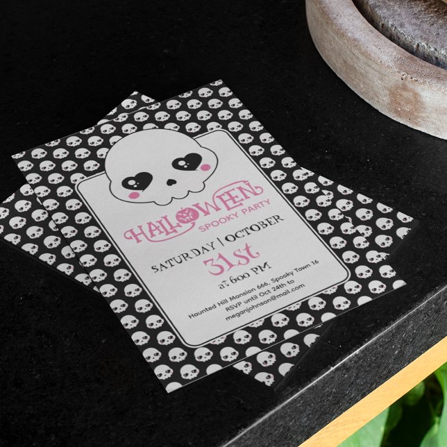 Creepy cute skulls pattern Halloween party  Invitation (Creator Uploaded)