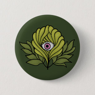 Creepy-Cute Spring Plant with Pink Eyeball - Whims 6 Cm Round Badge