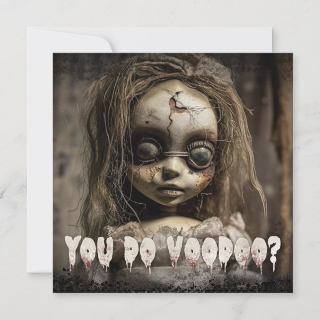 Creepy Cute Voodoo Doll Adult Halloween Invitation (Front)