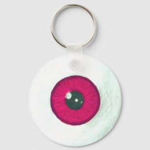 Creepy Dark Red Eyeball Keychain