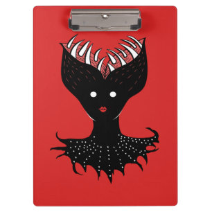 Creepy Demon Girl Dark Gothic Character With Teeth Clipboard