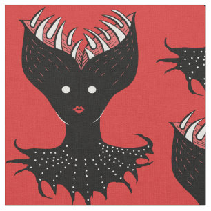Creepy Demon Girl Dark Gothic Character With Teeth Fabric