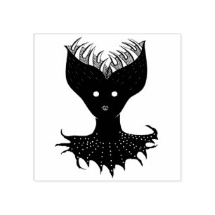Creepy Demon Girl Dark Gothic Character With Teeth Rubber Stamp