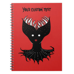 Creepy Demon Girl Gothic Character With Teeth Text Notebook