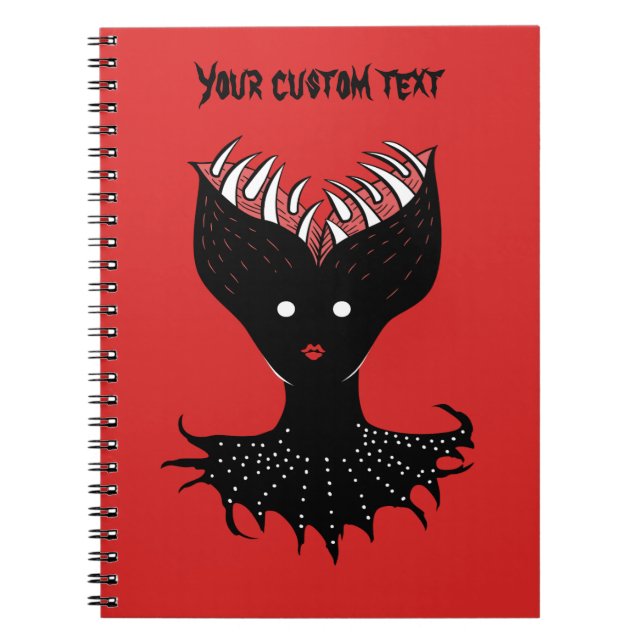 Creepy Demon Girl Gothic Character With Teeth Text Notebook (Front)