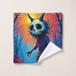 Creepy Demon in Spooky Woods Design Bath Towel Set