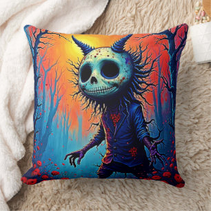Creepy Demon in Spooky Woods Design Cushion