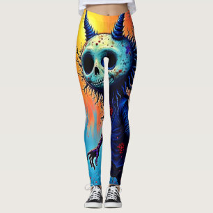 Creepy Demon in Spooky Woods Design Leggings