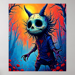 Creepy Demon in Spooky Woods Design Poster
