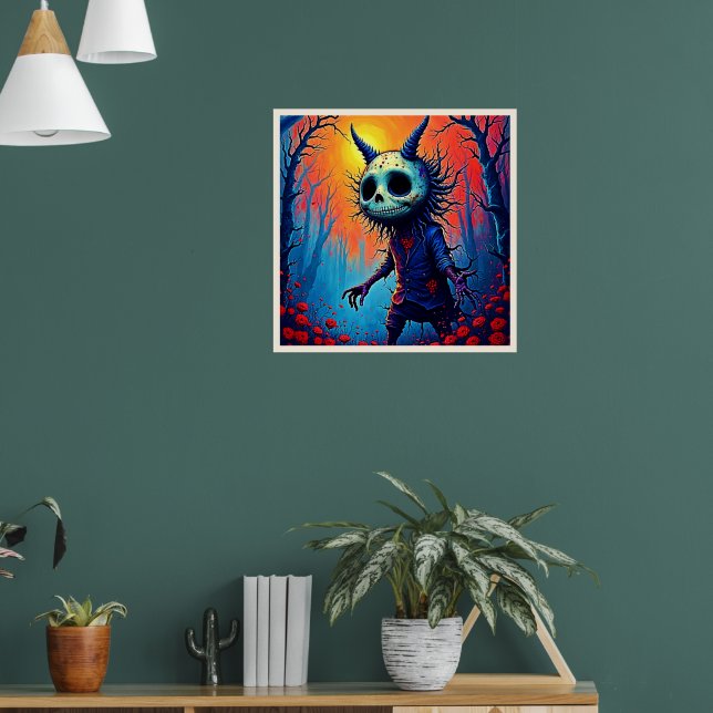 Creepy Demon in Spooky Woods Design Poster (Living Room 1)