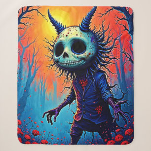 Creepy Demon in Spooky Woods Design Sherpa Blanket