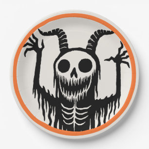 Creepy Devil Skull Halloween Paper Plate