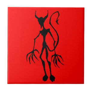 Creepy Devil Stick Figure Ceramic Tile