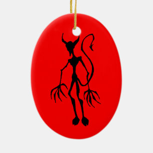 Creepy Devil Stick Figure Ceramic Tree Decoration