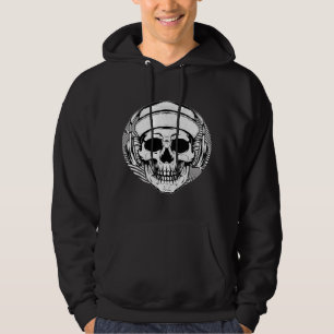 Creepy DJ Skull Cap Disk Jockey Techno Rapper Musi Hoodie