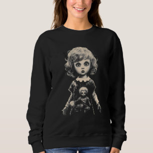 Creepy Doll by Haunted Horror Halloween Sweatshirt