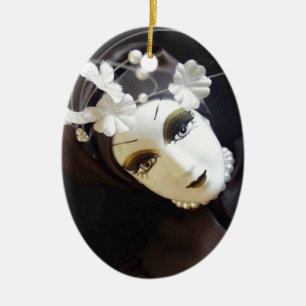 Creepy Doll Face Ceramic Ornament