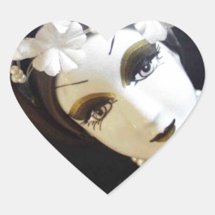 Creepy Doll Face Heart Sticker