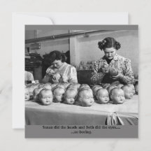 Creepy doll factory card for halloweed