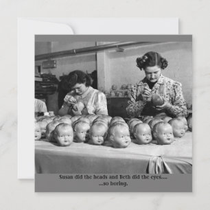 Creepy doll factory card for halloweed