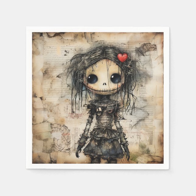 Creepy Doll with Heart in Hair  Napkin (Front)