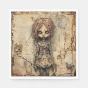 Creepy Doll with Pink Bow Napkins