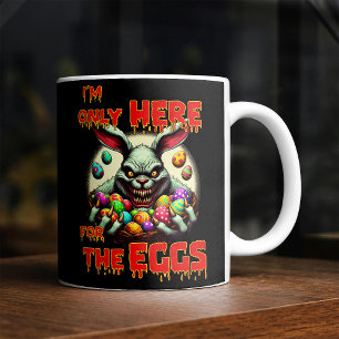 Creepy Easter Bunny with Colourful Easter Eggs Coffee Mug