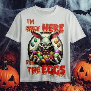 Creepy Easter Bunny with Colourful Easter Eggs T-Shirt