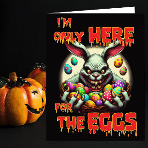 Creepy Easter Bunny with Colourful Easter Eggs Thank You Card