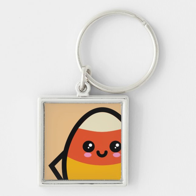 Creepy Egg Candy Corn - Halloween Key Ring (Front)