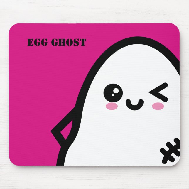 Creepy Egg Ghost Halloween | Add your name Mouse Pad (Front)